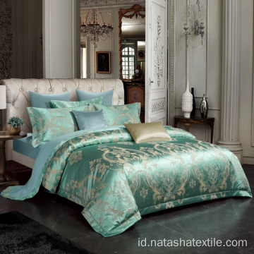 Set tempat tidur bordir satin katun Eropa